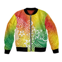 Polynesia Bomber Jacket Plumeria Reggae Curves LT7 Unisex Reggae - Polynesian Pride