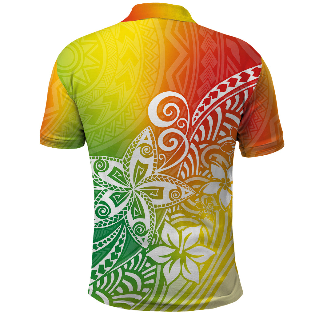 Polynesia Polo Shirt Plumeria Reggae Curves LT7 - Polynesian Pride