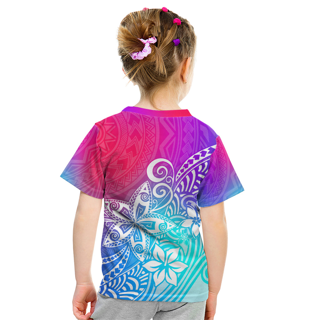 Polynesia Kid T Shirt Plumeria Galaxy Gradient Curves LT7 - Polynesian Pride