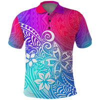 Polynesia Polo Shirt Plumeria Galaxy Gradient Curves LT7 Galaxy - Polynesian Pride