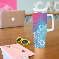 Polynesia Tumbler With Handle Plumeria Galaxy Gradient Curves