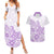 Polynesia Couples Matching Summer Maxi Dress and Hawaiian Shirt Plumeria Lavender Curves LT7 Purple - Polynesian Pride