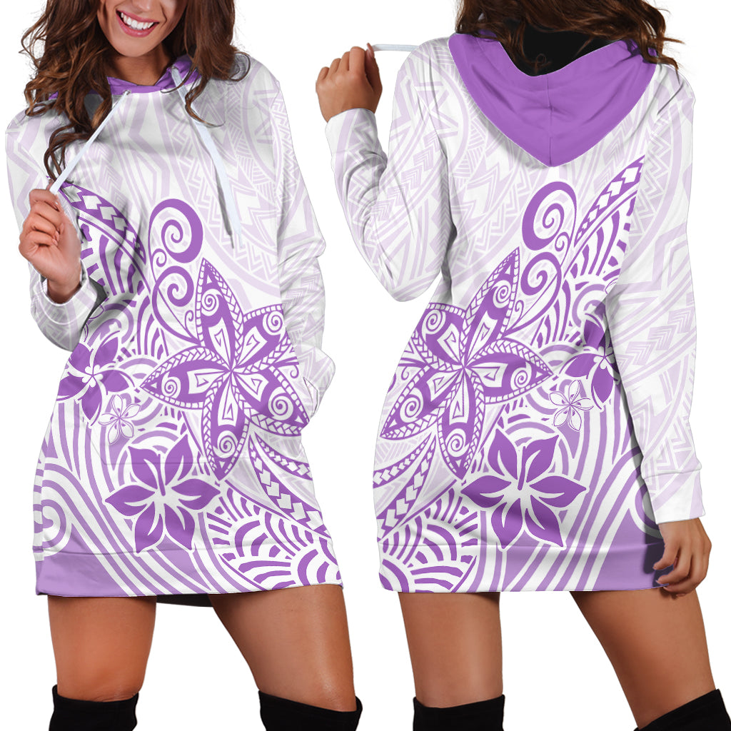Polynesia Hoodie Dress Plumeria Lavender Curves LT7 - Polynesian Pride