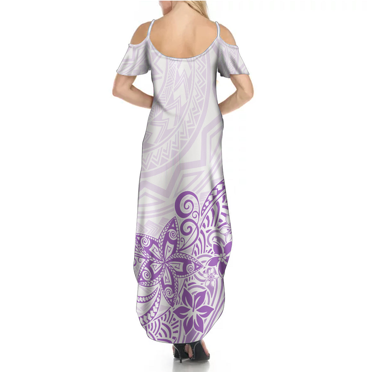 Polynesia Summer Maxi Dress Plumeria Lavender Curves LT7 - Polynesian Pride