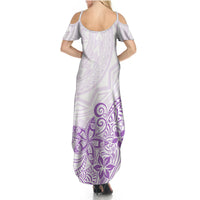 Polynesia Summer Maxi Dress Plumeria Lavender Curves LT7 - Polynesian Pride