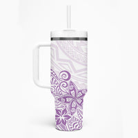Polynesia Tumbler With Handle Plumeria Lavender Curves