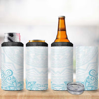 Polynesia 4 in 1 Can Cooler Tumbler Plumeria Turquoise Curves