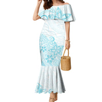 Polynesia Mermaid Dress Plumeria Turquoise Curves LT7 Women Turquoise - Polynesian Pride