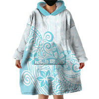 Polynesia Wearable Blanket Hoodie Plumeria Turquoise Curves LT7 - Polynesian Pride