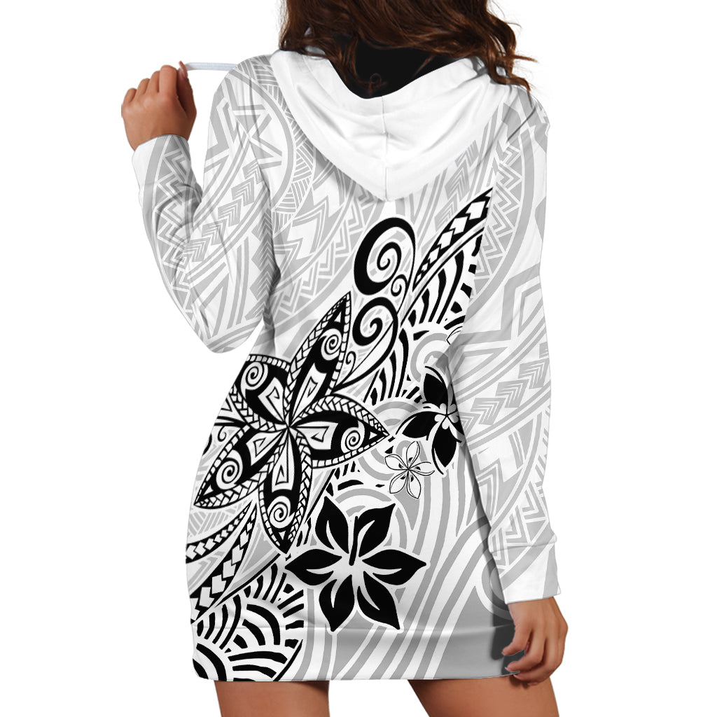 Polynesia Hoodie Dress Plumeria White Curves LT7 - Polynesian Pride
