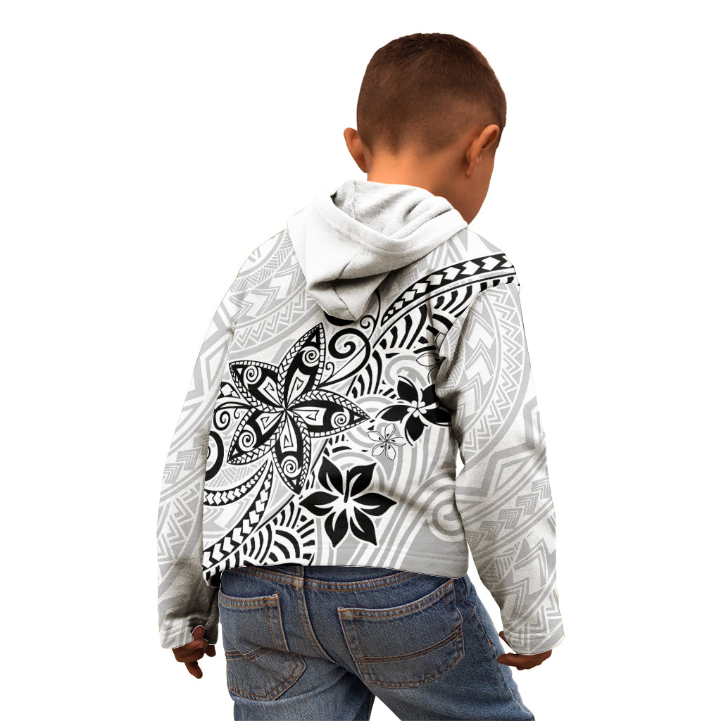 Polynesia Kid Hoodie Plumeria White Curves LT7 - Polynesian Pride