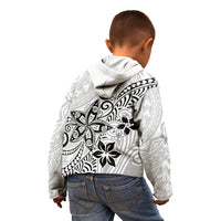 Polynesia Kid Hoodie Plumeria White Curves LT7 - Polynesian Pride