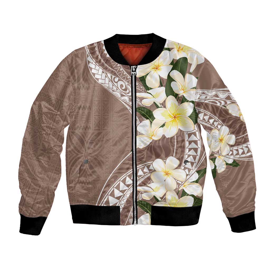 Aloha Hawaii Festive Bomber Jacket Frangipani Lace Classic - Beige LT7 Unisex Beige - Polynesian Pride
