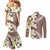Aloha Hawaii Festive Couples Matching Mermaid Dress and Long Sleeve Button Shirt Frangipani Lace Classic - Beige