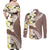 Aloha Hawaii Festive Couples Matching Off Shoulder Maxi Dress and Long Sleeve Button Shirt Frangipani Lace Classic - Beige