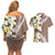 Aloha Hawaii Festive Couples Matching Off Shoulder Short Dress and Hawaiian Shirt Frangipani Lace Classic - Beige