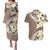 Aloha Hawaii Festive Couples Matching Puletasi and Hawaiian Shirt Frangipani Lace Classic - Beige
