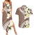 Aloha Hawaii Festive Couples Matching Summer Maxi Dress and Hawaiian Shirt Frangipani Lace Classic - Beige