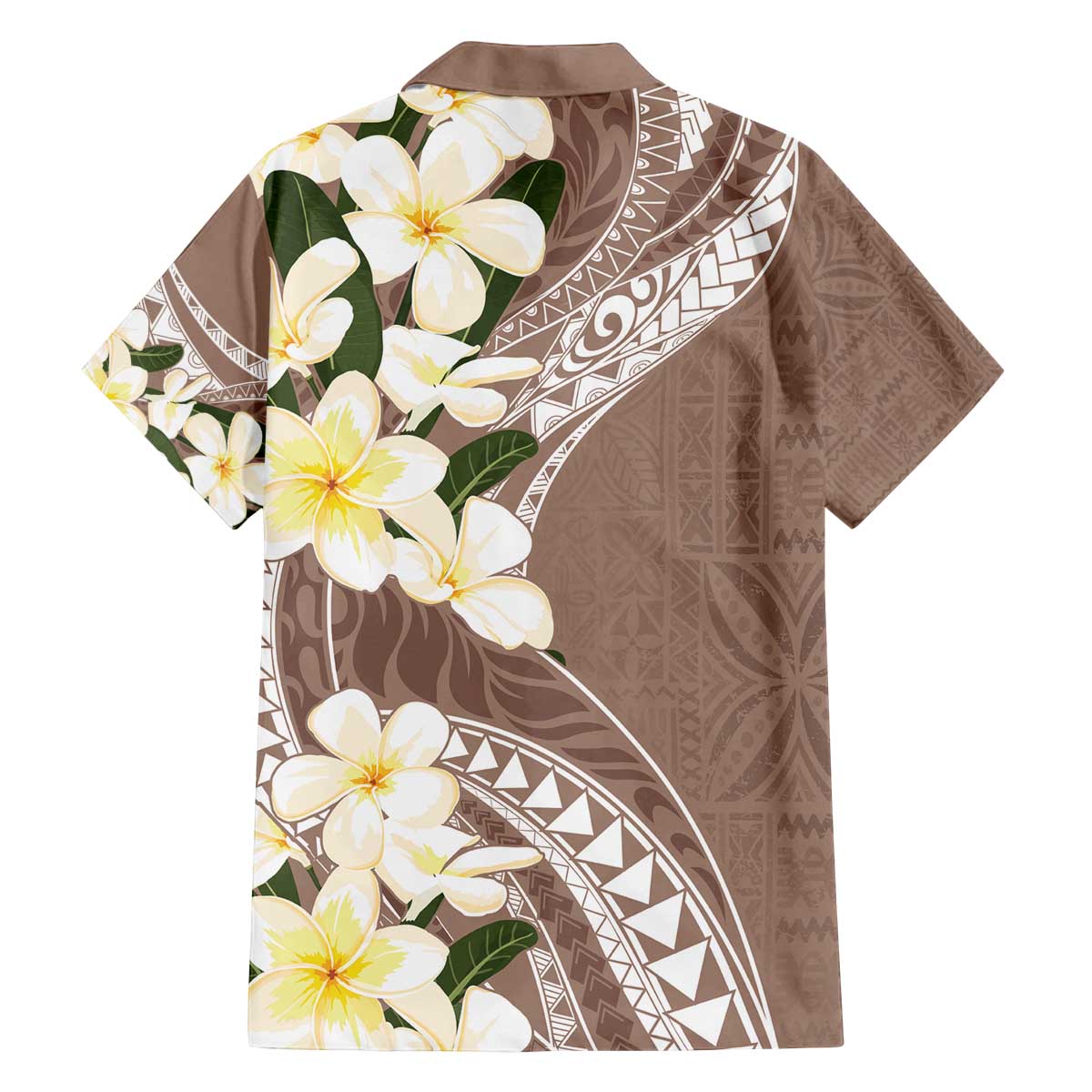 Aloha Hawaii Festive Family Matching Off The Shoulder Long Sleeve Dress and Hawaiian Shirt Frangipani Lace Classic - Beige LT7 - Polynesian Pride