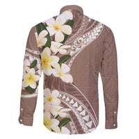Aloha Hawaii Festive Family Matching Off Shoulder Maxi Dress and Hawaiian Shirt Frangipani Lace Classic - Beige LT7 - Polynesian Pride
