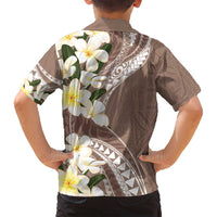 Aloha Hawaii Festive Family Matching Tank Maxi Dress and Hawaiian Shirt Frangipani Lace Classic - Beige LT7 - Polynesian Pride