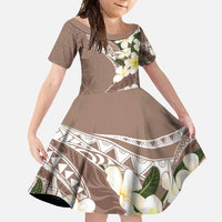 Aloha Hawaii Festive Family Matching Tank Maxi Dress and Hawaiian Shirt Frangipani Lace Classic - Beige LT7 Daughter's Dress Beige - Polynesian Pride