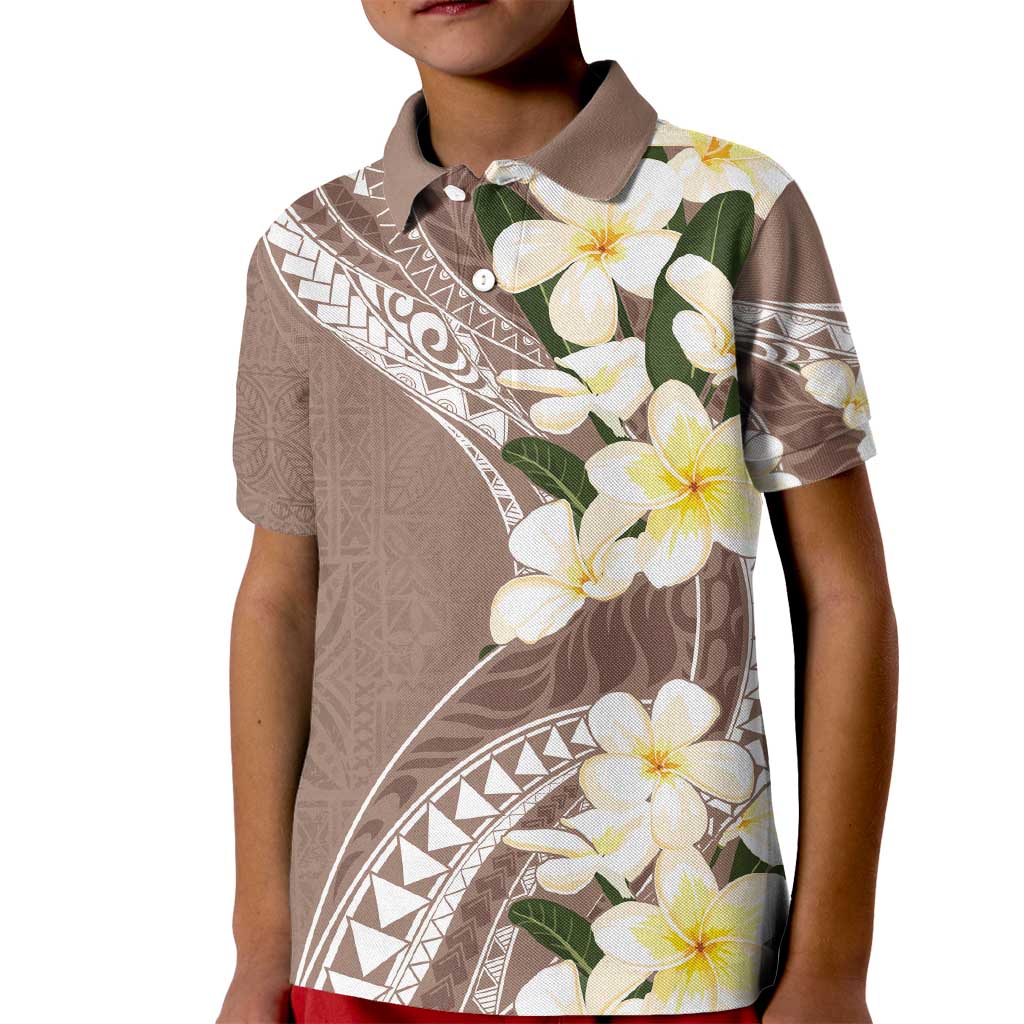 Aloha Hawaii Festive Kid Polo Shirt Frangipani Lace Classic - Beige