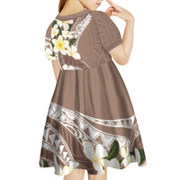 Aloha Hawaii Festive Kid Short Sleeve Dress Frangipani Lace Classic - Beige