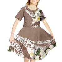 Aloha Hawaii Festive Kid Short Sleeve Dress Frangipani Lace Classic - Beige