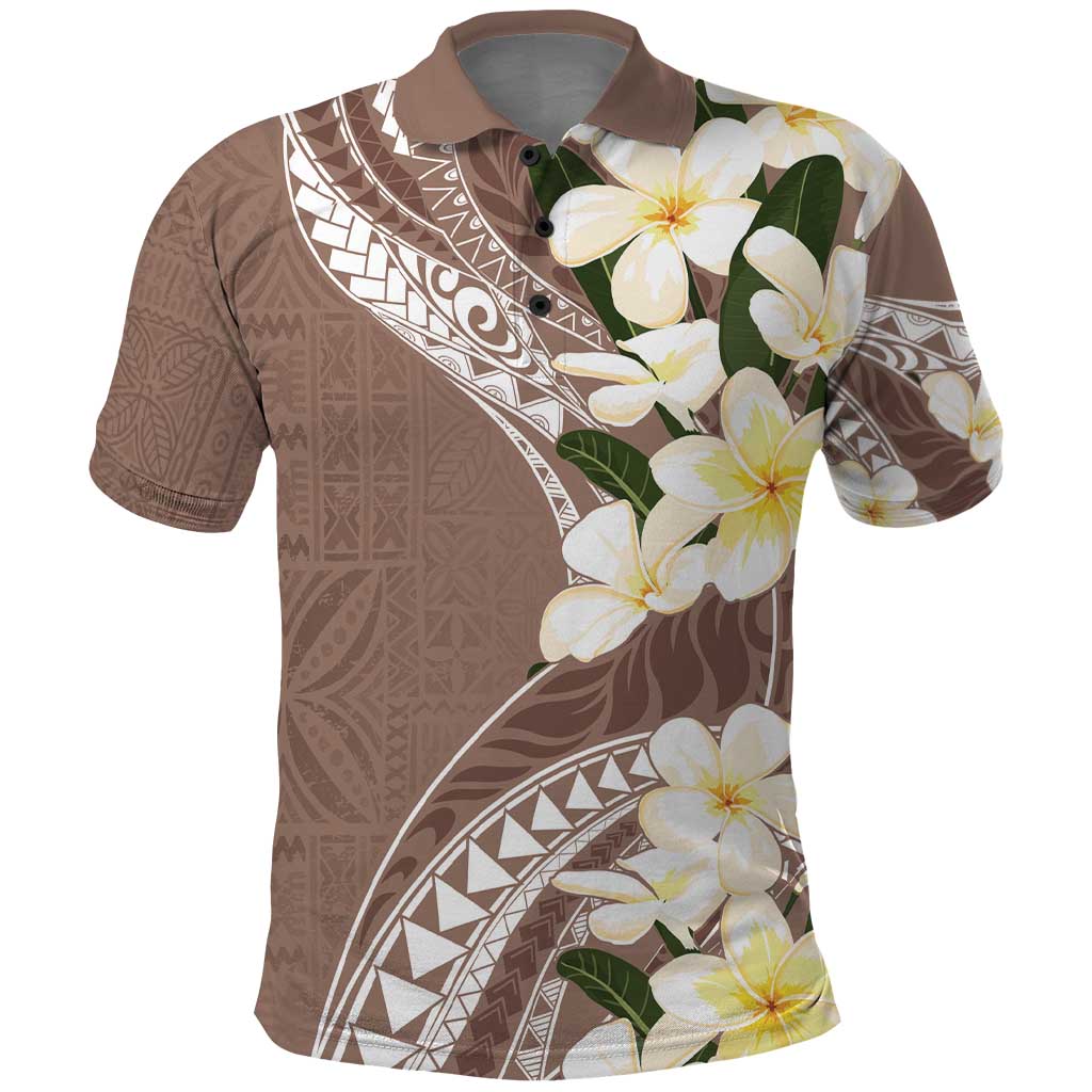 Aloha Hawaii Festive Polo Shirt Frangipani Lace Classic - Beige