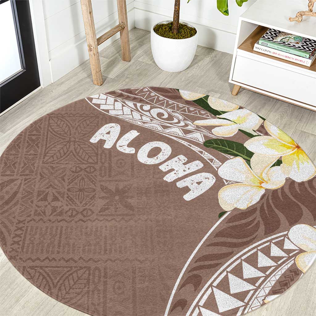 Aloha Hawaii Festive Round Carpet Frangipani Lace Classic - Beige LT7 Beige - Polynesian Pride