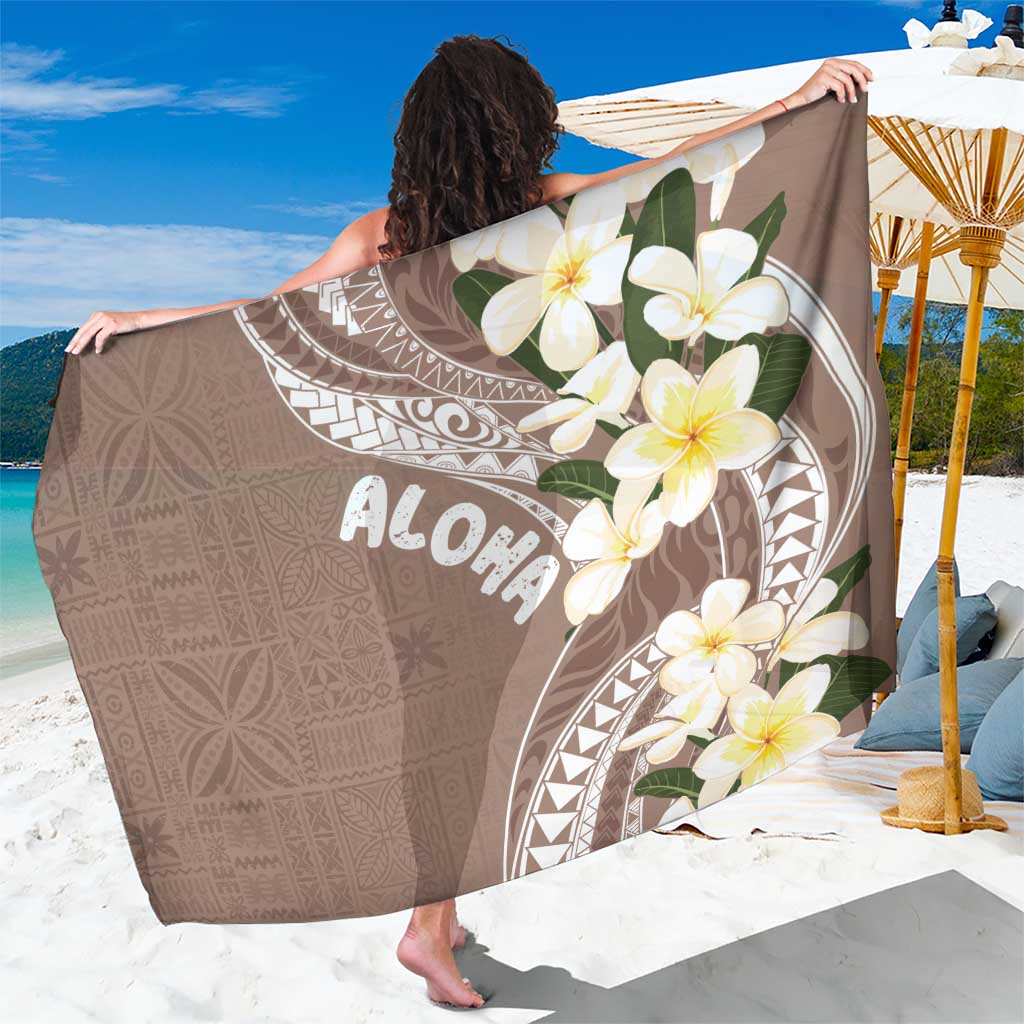 Aloha Hawaii Festive Sarong Frangipani Lace Classic - Beige LT7 One Size 44 x 66 inches Beige - Polynesian Pride