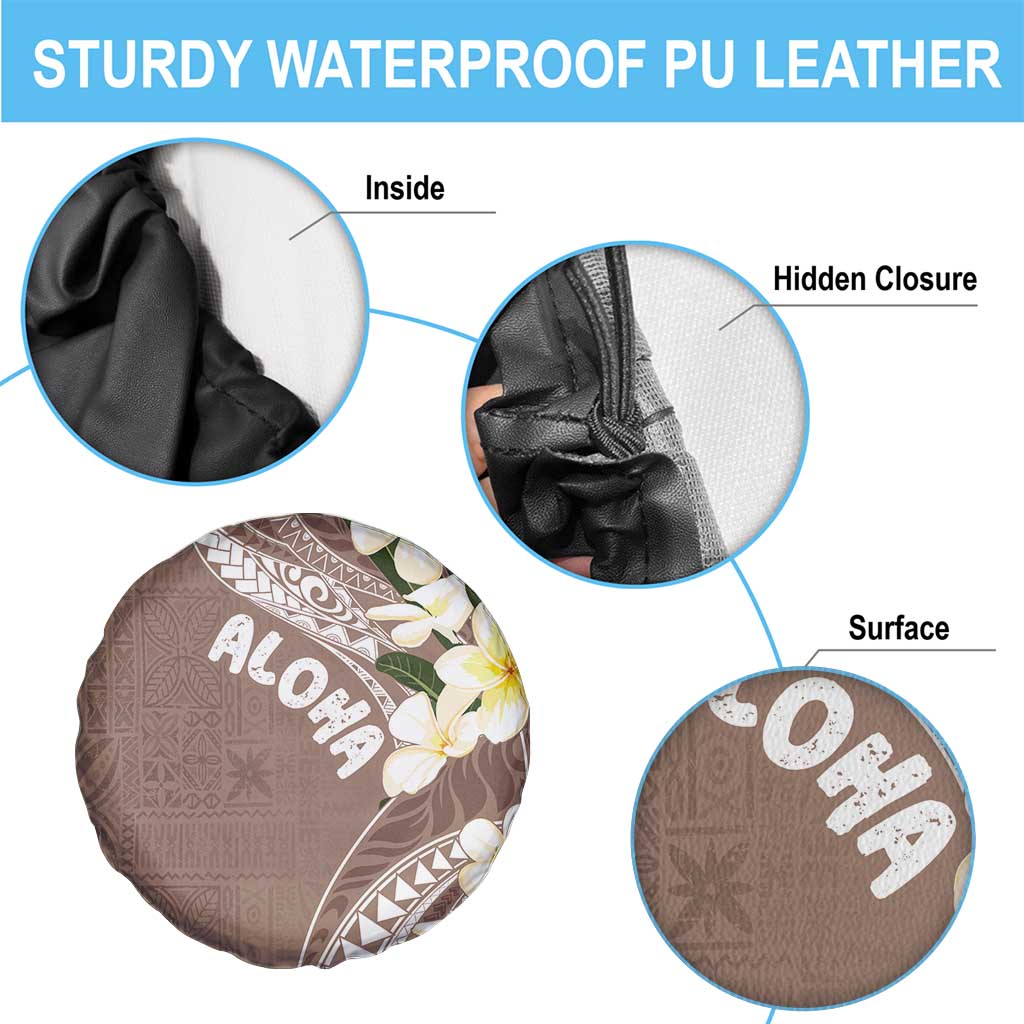 Aloha Hawaii Festive Spare Tire Cover Frangipani Lace Classic - Beige