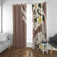 Aloha Hawaii Festive Window Curtain Frangipani Lace Classic - Beige LT7 With Grommets Beige - Polynesian Pride