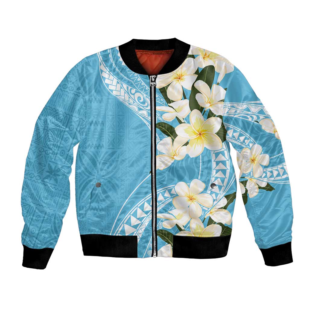 Aloha Hawaii Festive Bomber Jacket Frangipani Lace Classic - Turquoise LT7 Unisex Turquoise - Polynesian Pride