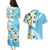 Aloha Hawaii Festive Couples Matching Puletasi and Hawaiian Shirt Frangipani Lace Classic - Turquoise