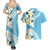 Aloha Hawaii Festive Couples Matching Summer Maxi Dress and Hawaiian Shirt Frangipani Lace Classic - Turquoise