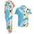 Aloha Hawaii Festive Couples Matching Tank Maxi Dress and Hawaiian Shirt Frangipani Lace Classic - Turquoise