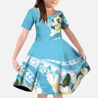 Aloha Hawaii Festive Family Matching Mermaid Dress and Hawaiian Shirt Frangipani Lace Classic - Turquoise LT7 Daughter's Dress Turquoise - Polynesian Pride