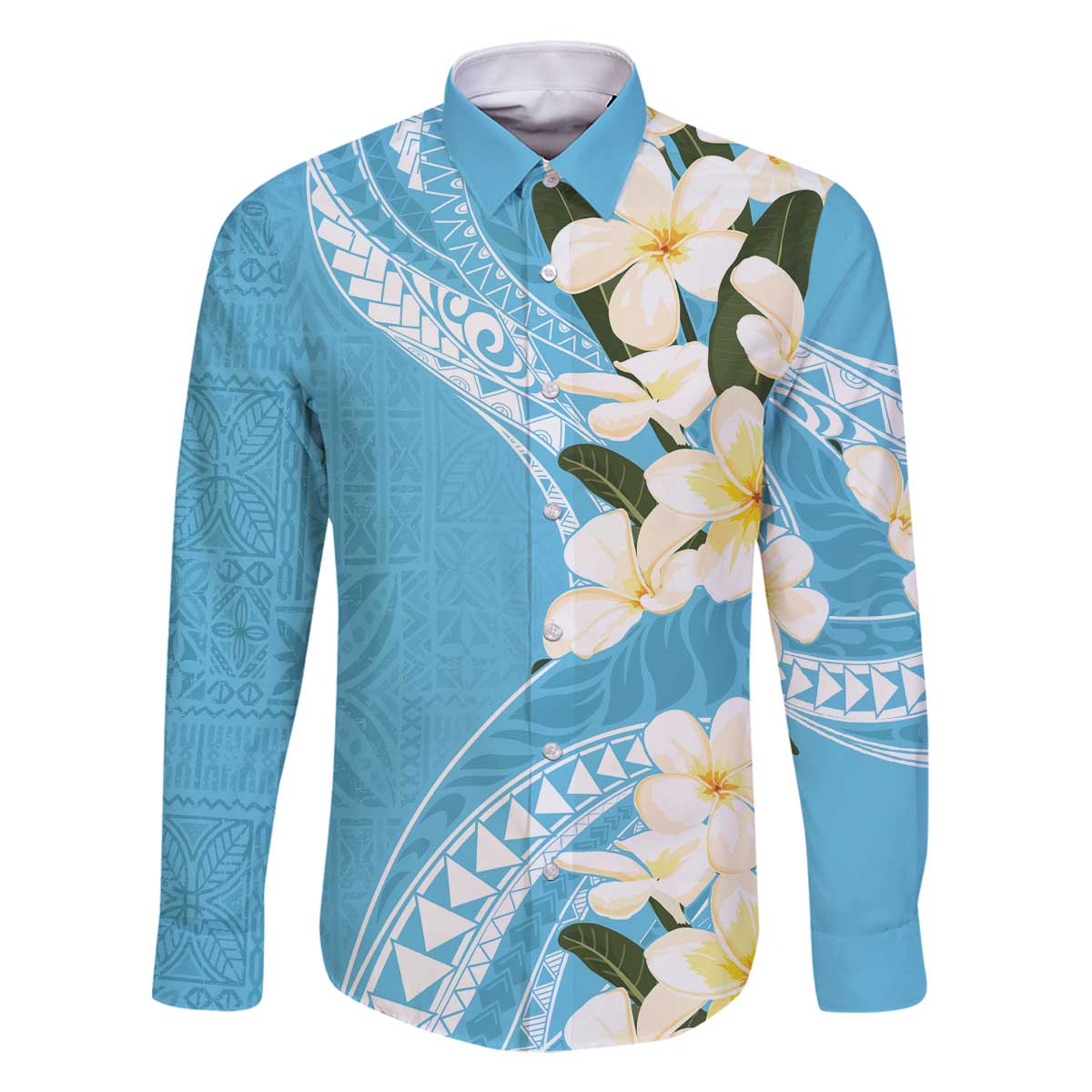 Aloha Hawaii Festive Family Matching Off The Shoulder Long Sleeve Dress and Hawaiian Shirt Frangipani Lace Classic - Turquoise