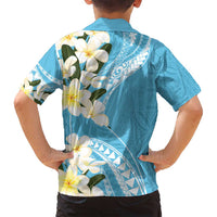 Aloha Hawaii Festive Family Matching Tank Maxi Dress and Hawaiian Shirt Frangipani Lace Classic - Turquoise LT7 - Polynesian Pride