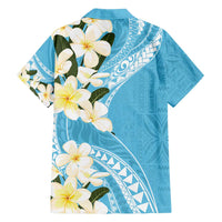Aloha Hawaii Festive Family Matching Tank Maxi Dress and Hawaiian Shirt Frangipani Lace Classic - Turquoise LT7 - Polynesian Pride