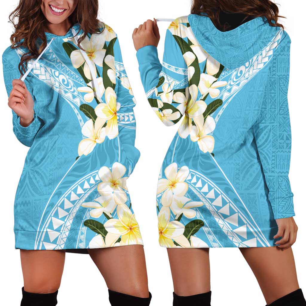 Aloha Hawaii Festive Hoodie Dress Frangipani Lace Classic - Turquoise