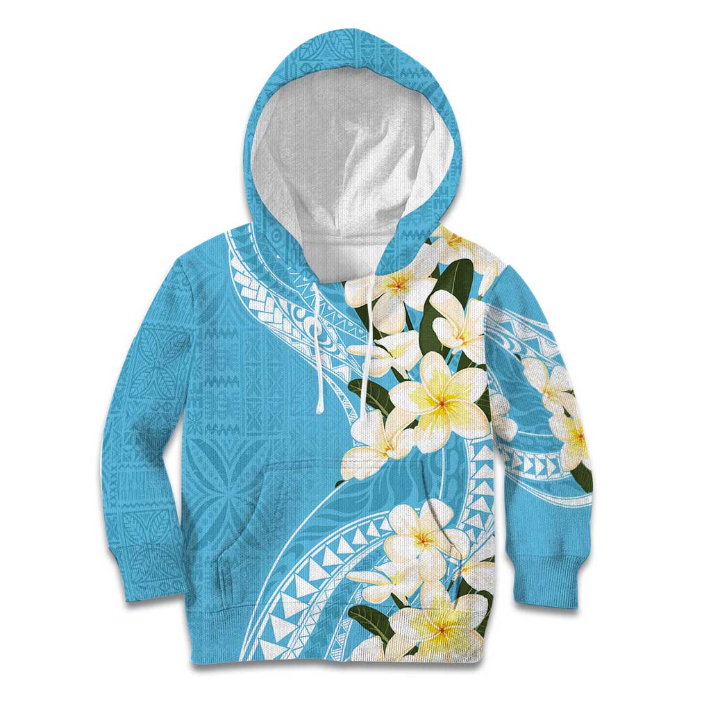 Aloha Hawaii Festive Kid Hoodie Frangipani Lace Classic - Turquoise