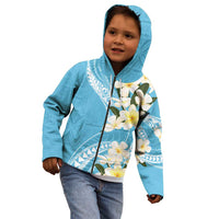 Aloha Hawaii Festive Kid Hoodie Frangipani Lace Classic - Turquoise