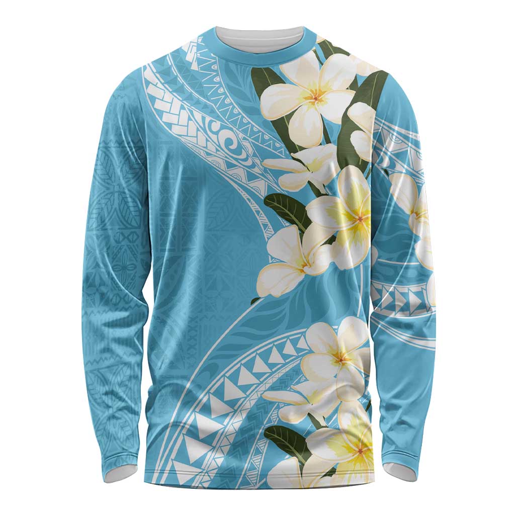 Aloha Hawaii Festive Long Sleeve Shirt Frangipani Lace Classic - Turquoise LT7 Unisex Turquoise - Polynesian Pride