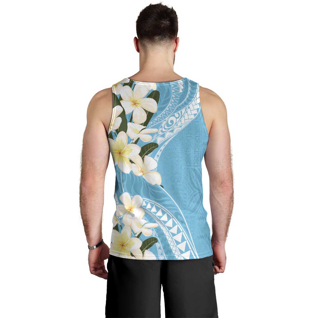 Aloha Hawaii Festive Men Tank Top Frangipani Lace Classic - Turquoise