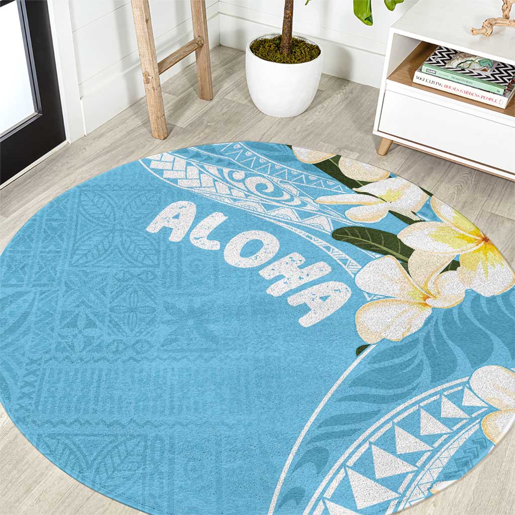 Aloha Hawaii Festive Round Carpet Frangipani Lace Classic - Turquoise LT7 Turquoise - Polynesian Pride