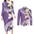 Aloha Hawaii Festive Couples Matching Long Sleeve Bodycon Dress and Long Sleeve Button Shirt Frangipani Lace Classic - Lavender