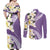 Aloha Hawaii Festive Couples Matching Off Shoulder Maxi Dress and Long Sleeve Button Shirt Frangipani Lace Classic - Lavender